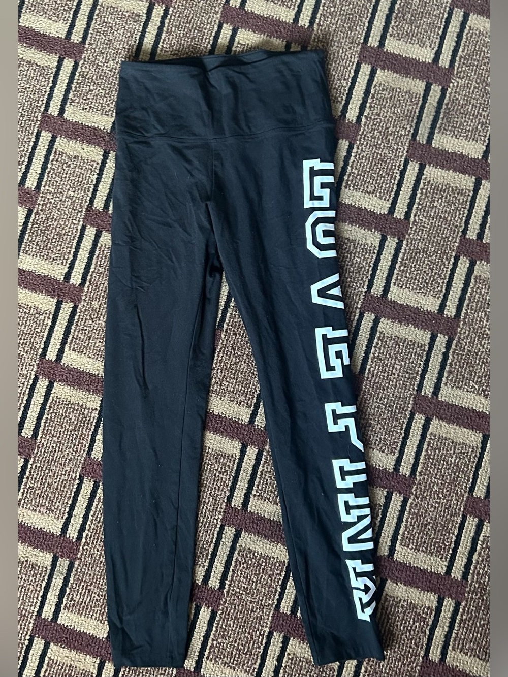 PINK Victoria's Secret Black Leggings with White Side Logo